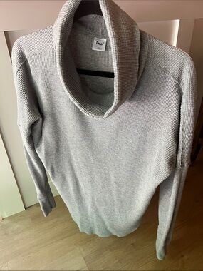 TNA Gray Ribbed Cowl Neck Sweater